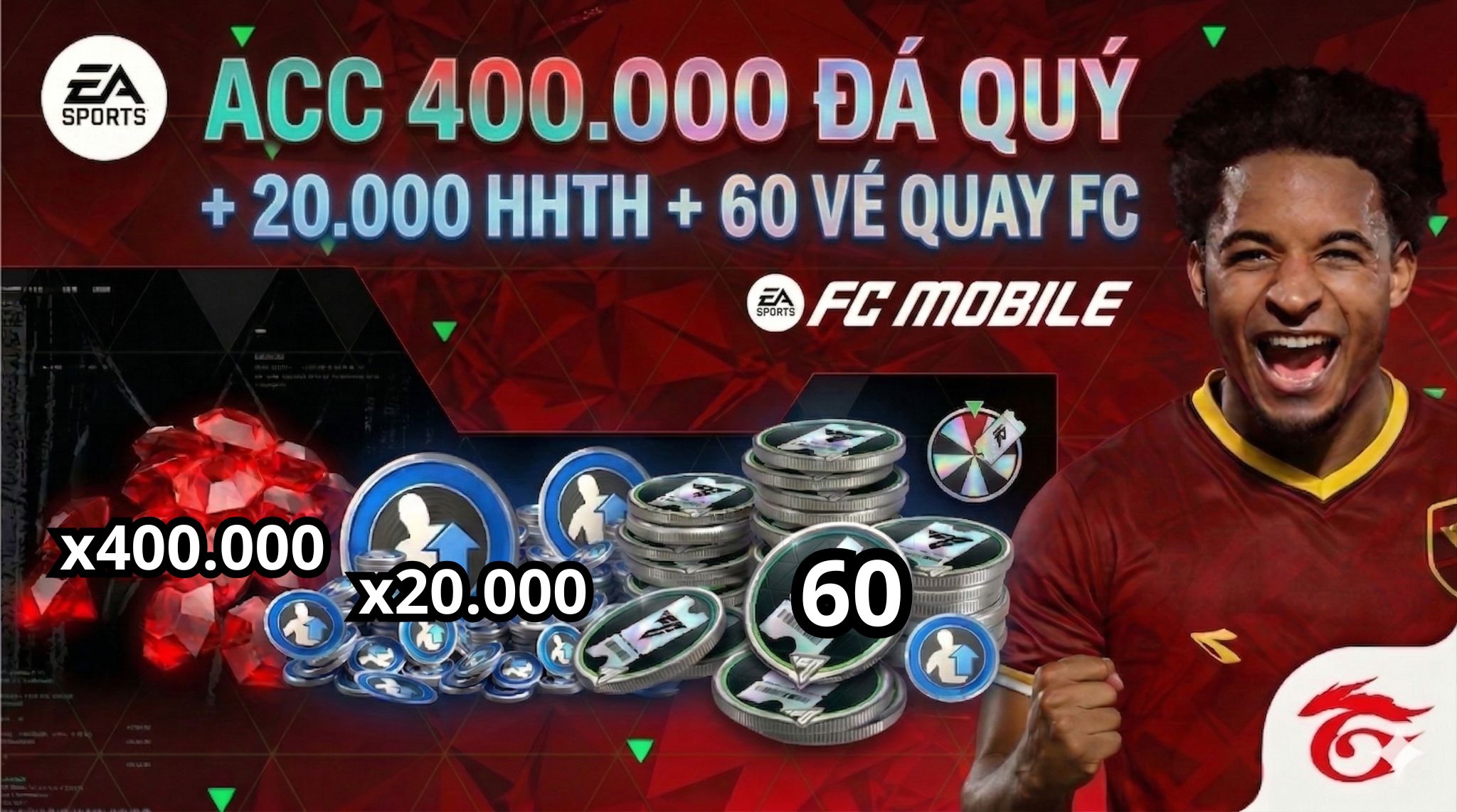 ACC 400.000 ĐÁ QUÝ +  20.000 HHTH  VÀ  60 VÉ QUAY FC ĐỒNG GIÁ 599K